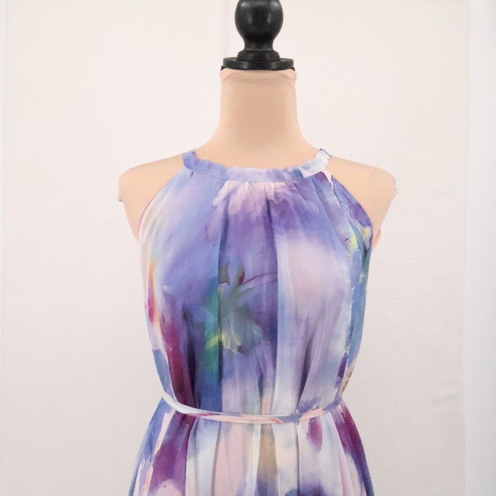 Chicwish Purple Watercolor Halter Maxi Dress - Picture 9 of 14